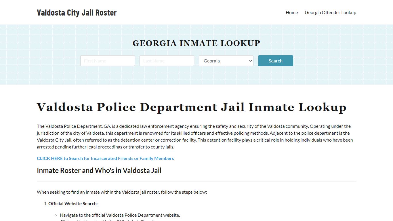 Valdosta Police Department & City Jail, GA Inmate Roster, Arrests, Mugshots
